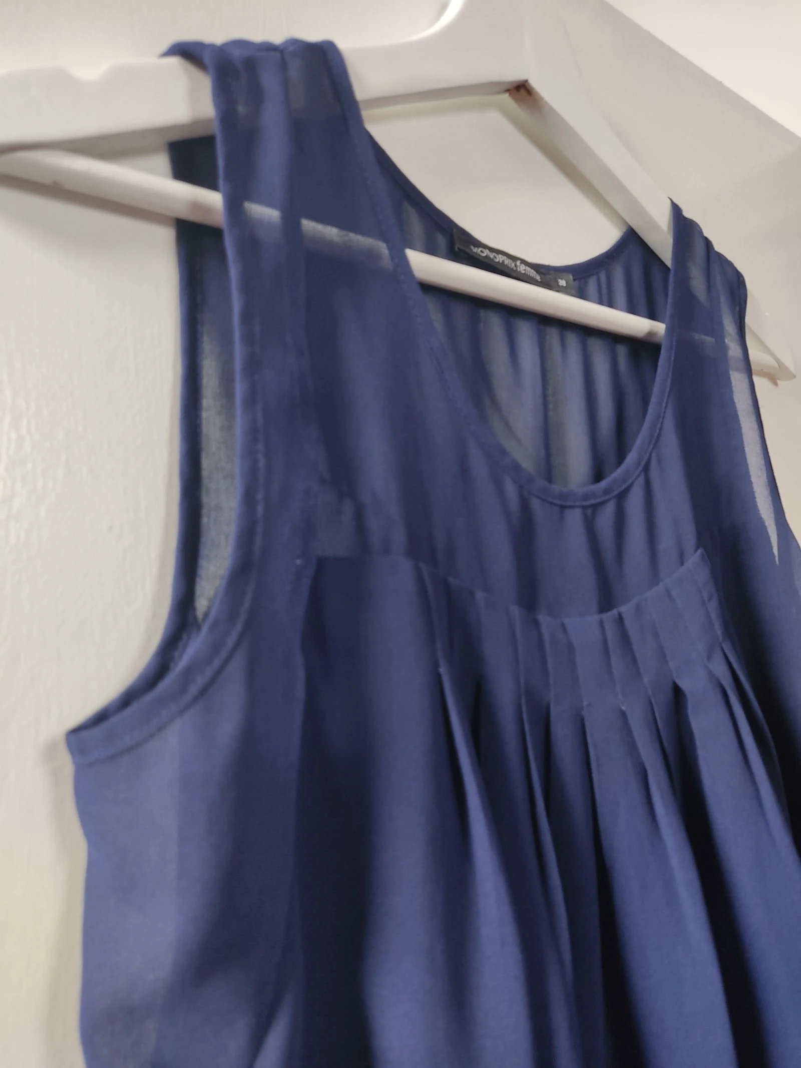 Blouse fluide sans manches bleu marine Monoprix Femme 38 – photo 2